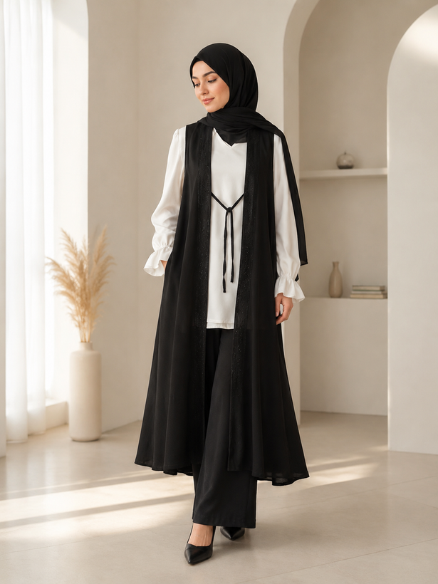 سارافون بلند زنانه کرپ پفکی