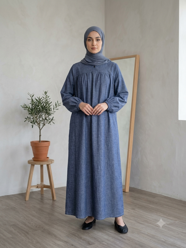 پیراهن عبایی جلو چیندار شانتون پاییزه